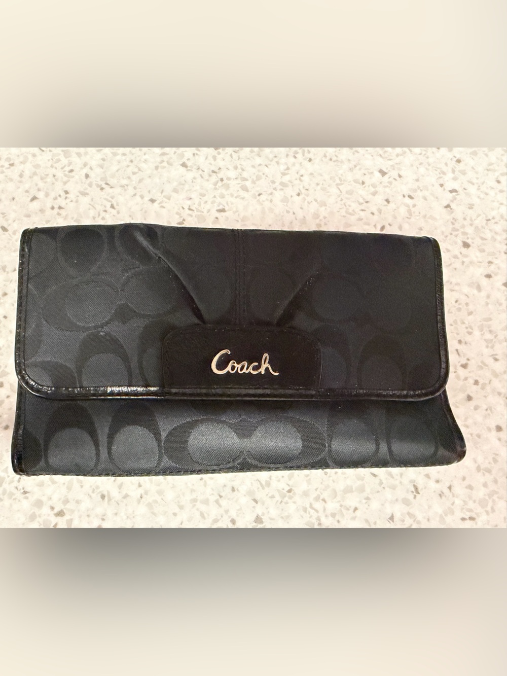 Coach black signature tri fold wallet billfold women’s (from around 2010)